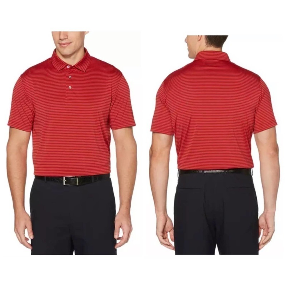 PGA Tour Golf Polo Shirt Red Stripe Size XXLARGE Motionflux Authentic Gear